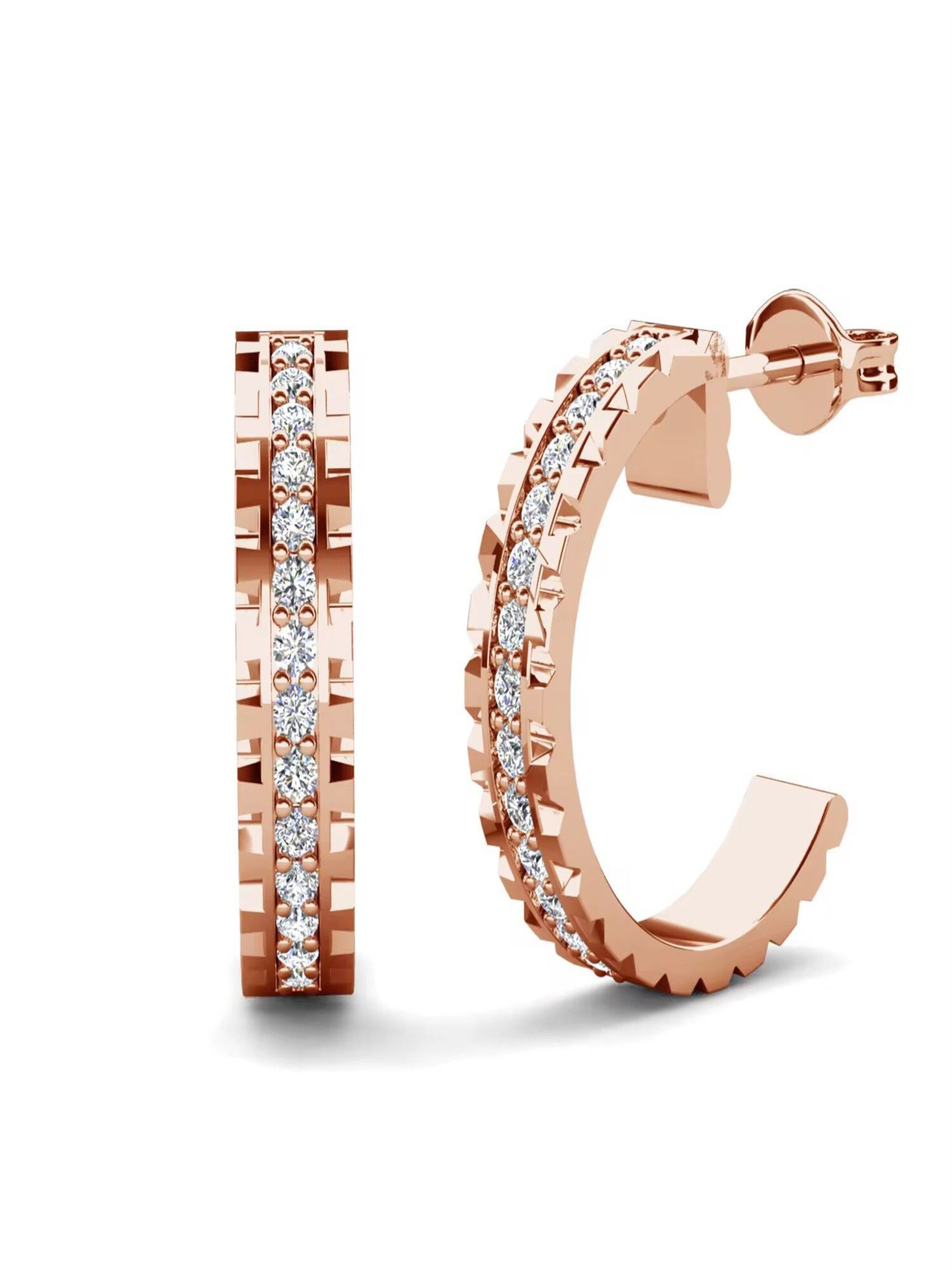 ROUGEMONT Jewellery Ohrringe 'Funkelnde Creolen Ohrringe mit Kristall Besatz Loumi'‌‌‌‌‌‌ in Gold: Vorderseite