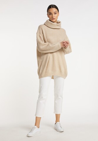 RISA Širok pulover | bež barva