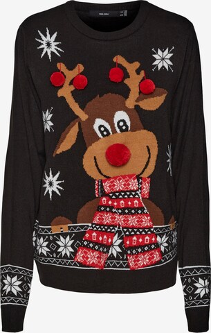 VERO MODA Свитер 'NEW FROSTYDEER' в Черный: спереди