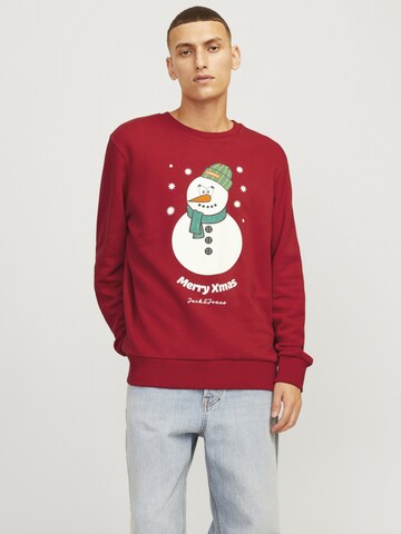 Sweat-shirt 'JJXMAS JOLLY' JACK & JONES en rouge
