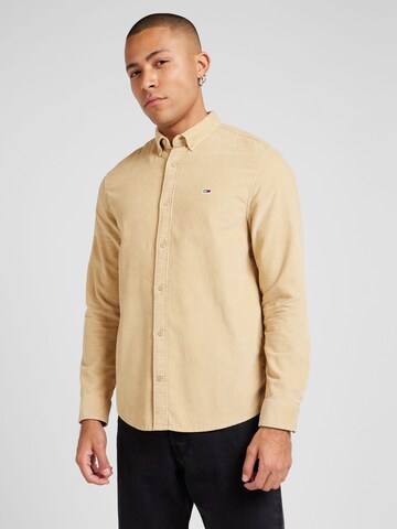 Tommy Jeans Regular Fit Hemd in Beige: Vorderseite