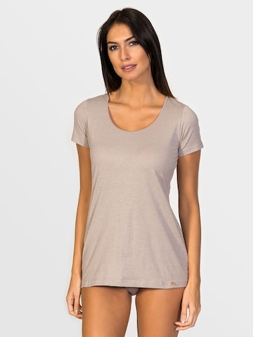 zd ZERO DEFECTS Undershirt 'Hera Short-sleeve top soy fiber' in Brown: front