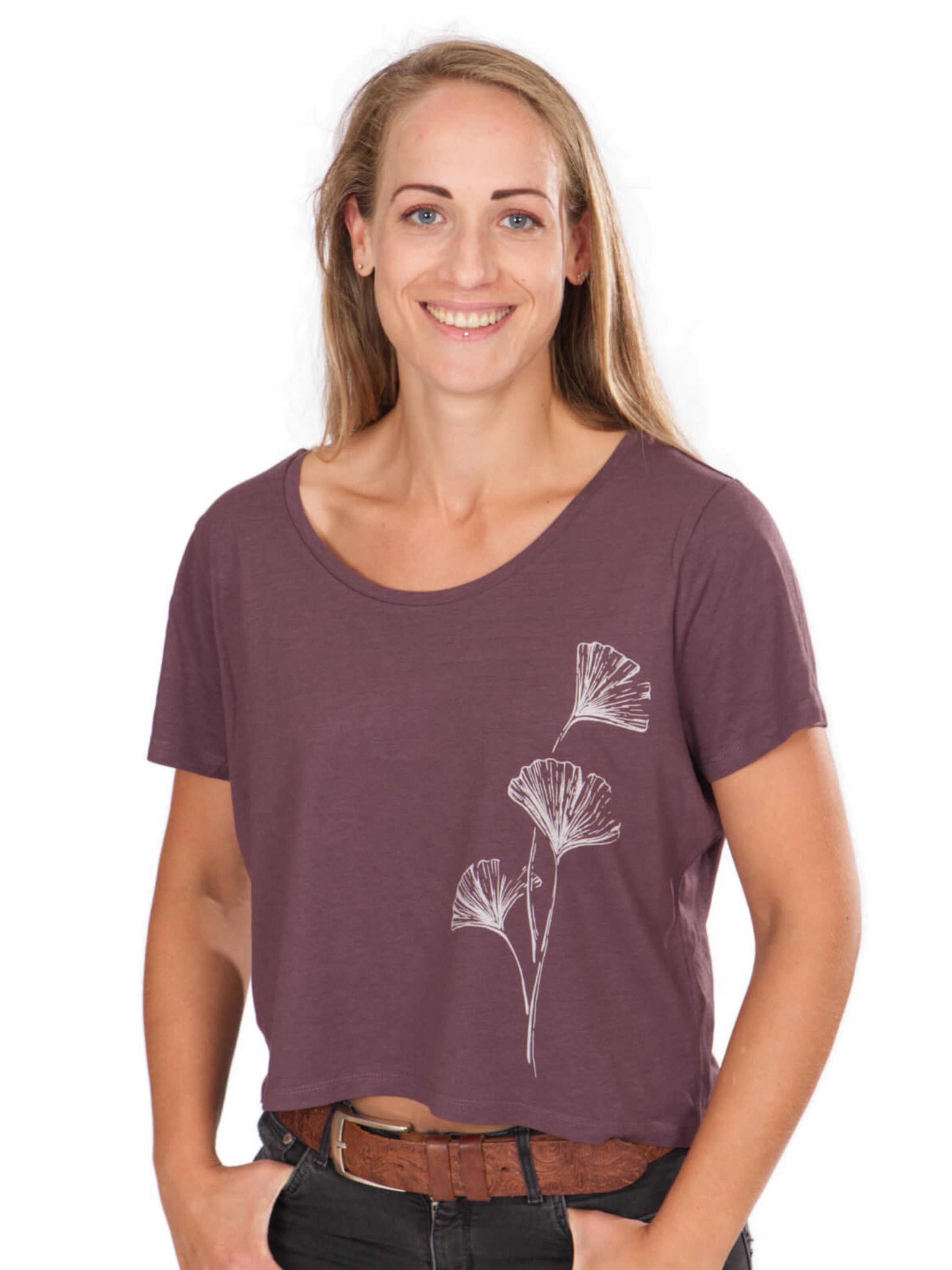 Life-Tree Shirt 'Fairwear Ecovero  Ginkgo'‌‌‌‌‌‌‌ in Lila: Vorderseite