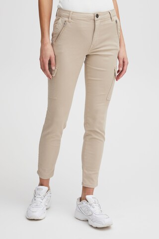 Skinny Pantalon cargo 'Rosita' PULZ Jeans en beige : devant