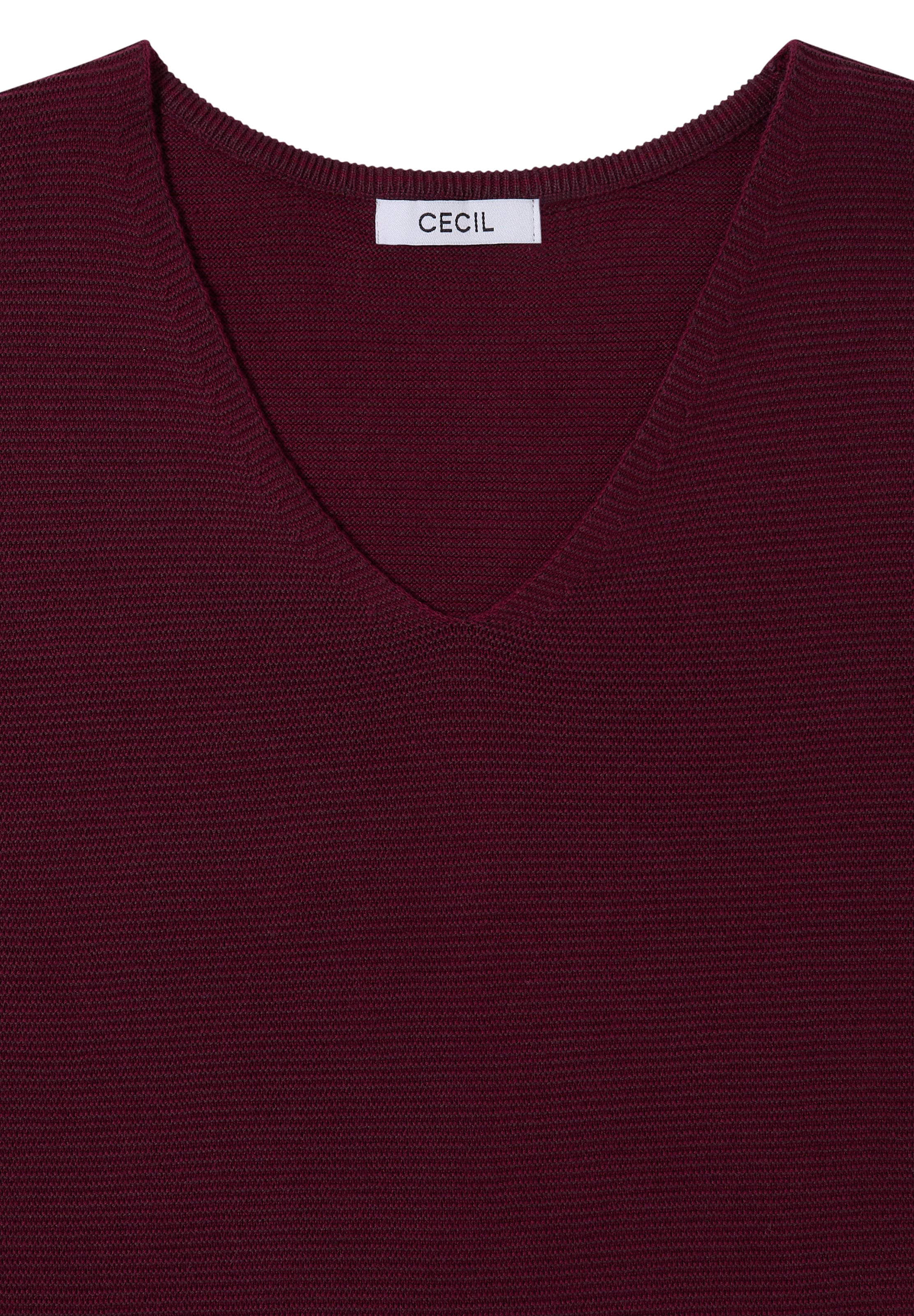 CECIL Pullover im Two-Tone-Look mit V-Neck in Rot