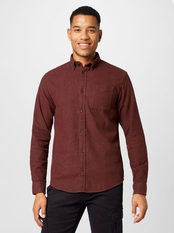 JACK & JONES Regular fit Button Up Shirt 'WALTER' in Brown: front