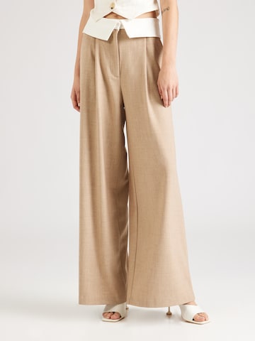 Nasty Gal Wide leg Veckad byxa i beige: framsida