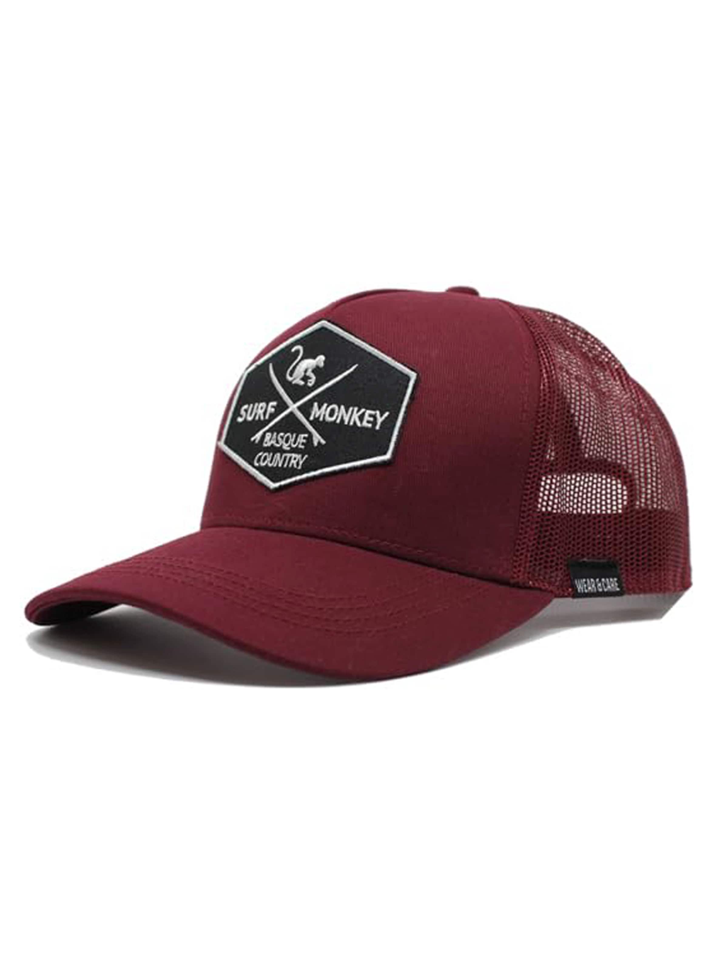 Cappello da baseball sportivo di Surf Monkey in rosso: frontale