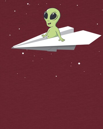 T-Shirt 'Alien On A Paper Plane' watabout.kids en rouge