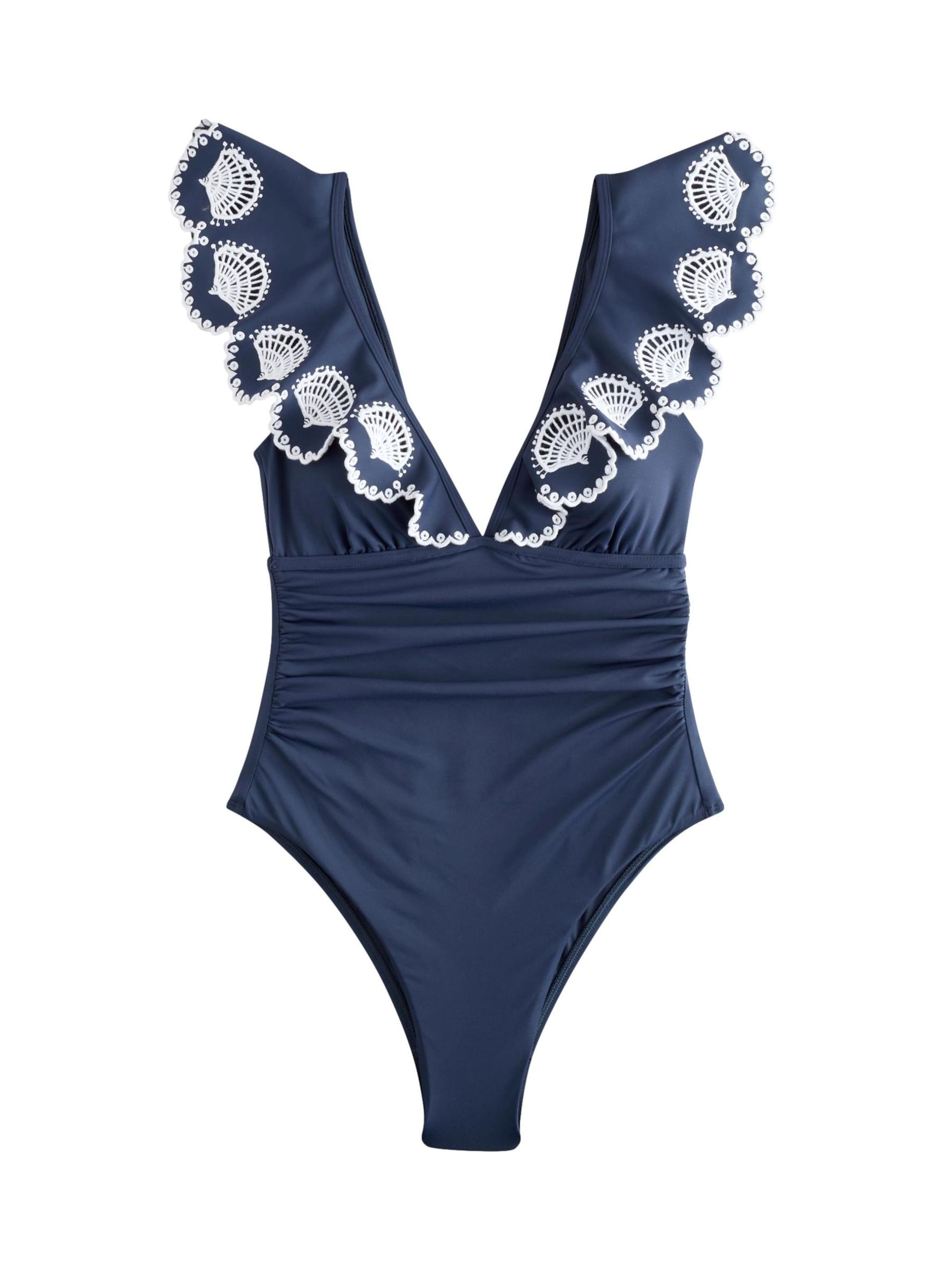 Next Maillot de bain modelant en bleu marine / blanc, Vue avec produit