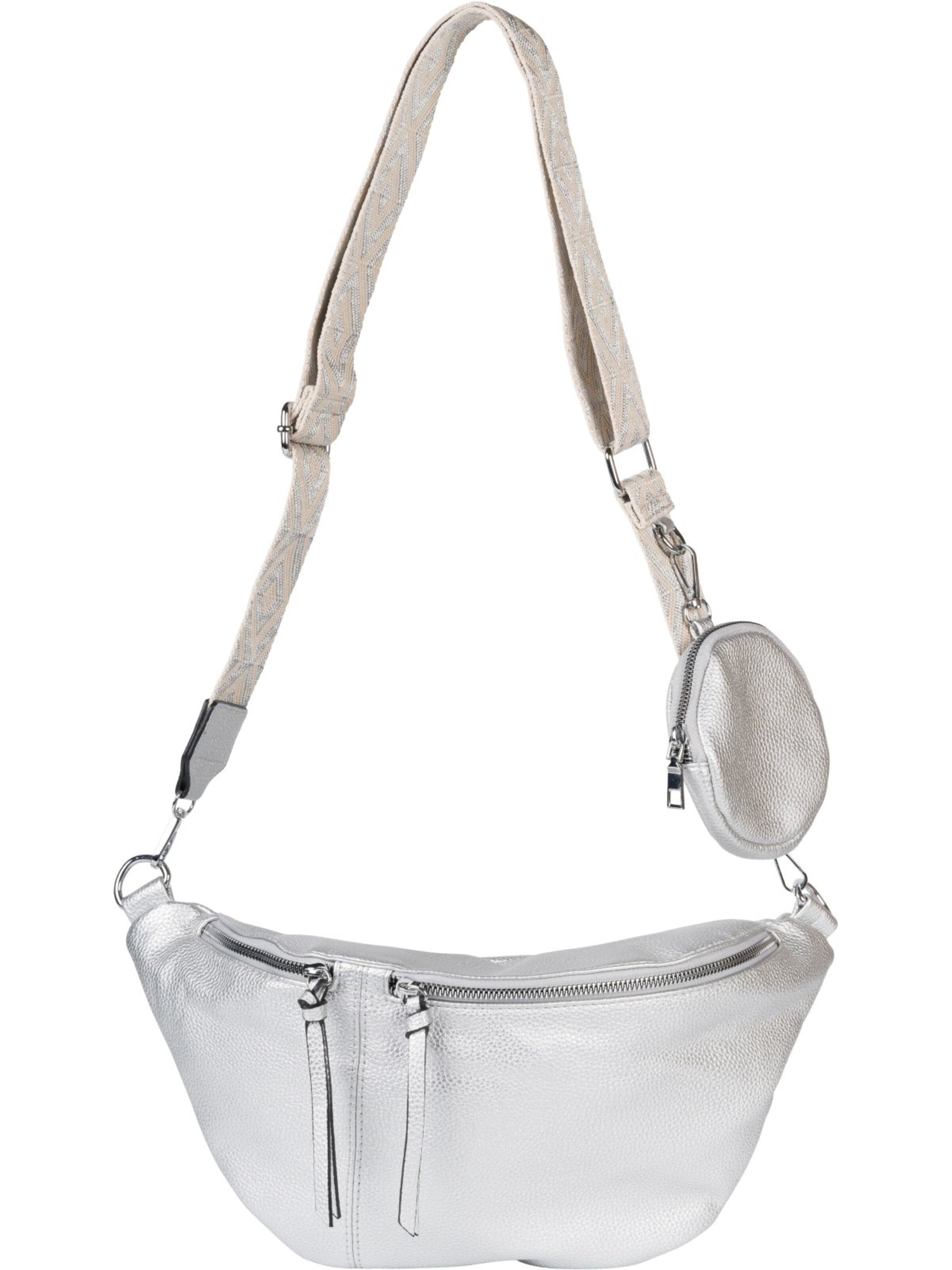 styleBREAKER Crossbody bag 'Halbmond Crossbody Bag Set 3-Teilig' in Silver: front