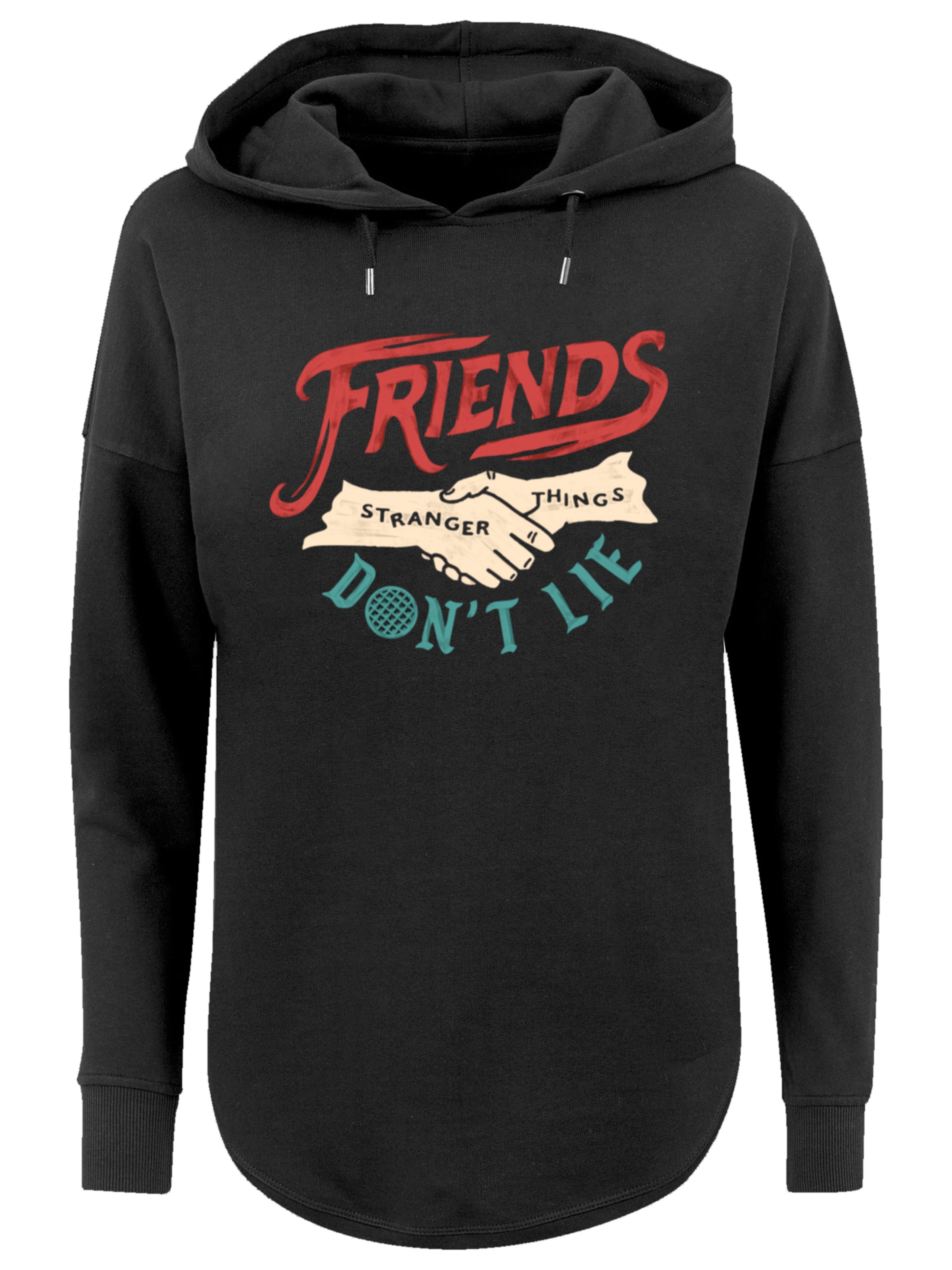 F4NT4STIC Sweatshirt 'Stranger Things Friends Dont Lie Hands Netflix TV Series' in Zwart: voorkant