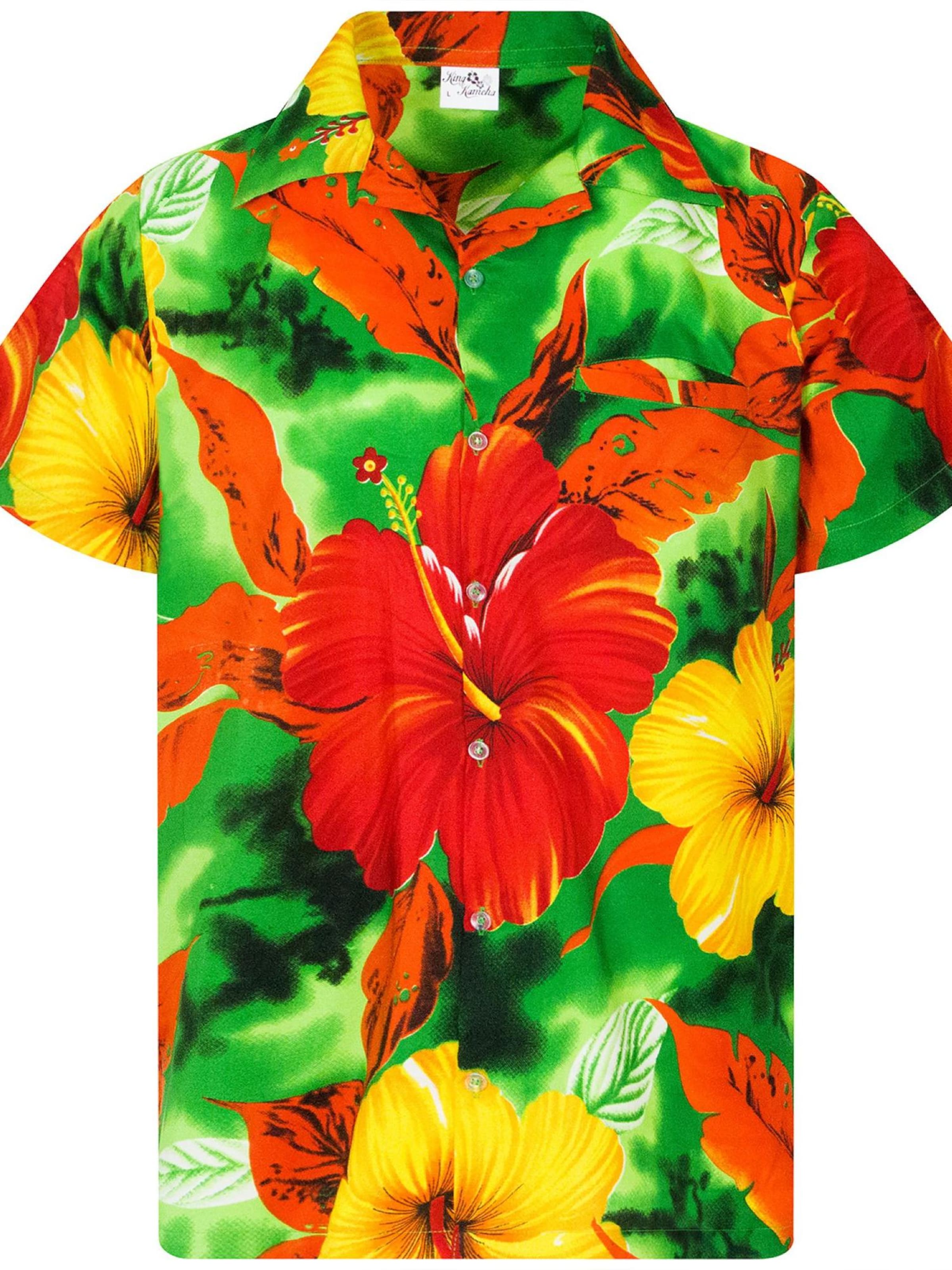Maglietta 'Big Flower' di King Kameha in verde: frontale