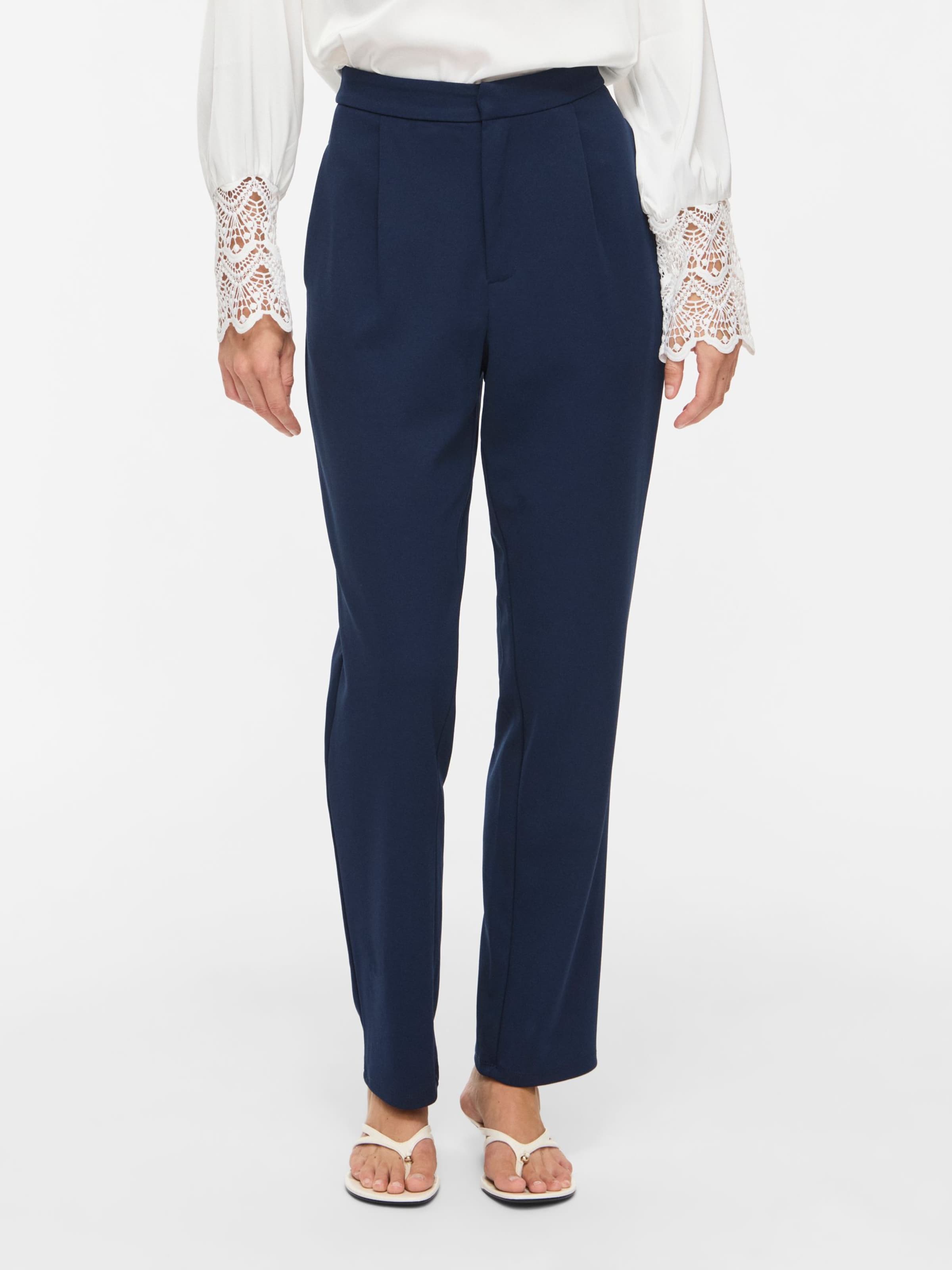 VILA Slimfit Broek 'VIClara' in Blauw: voorkant