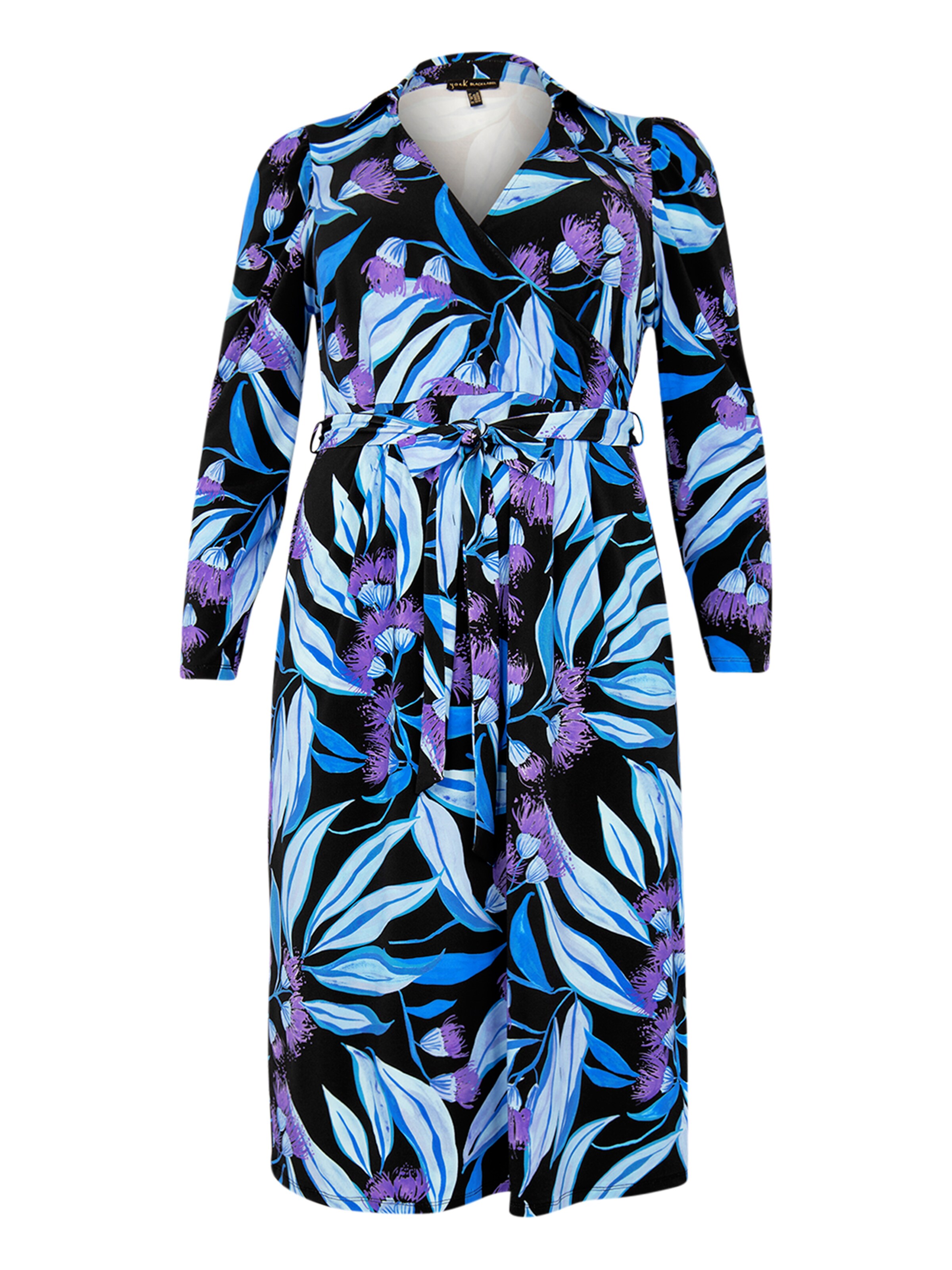 YOEK Jurk ' Wrap Detail ' in Blauw: voorkant