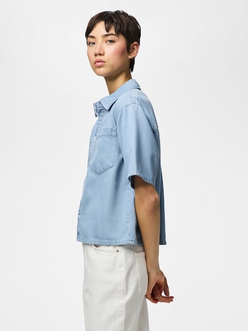 PIECES Blouse 'PCSmidi' in Blauw