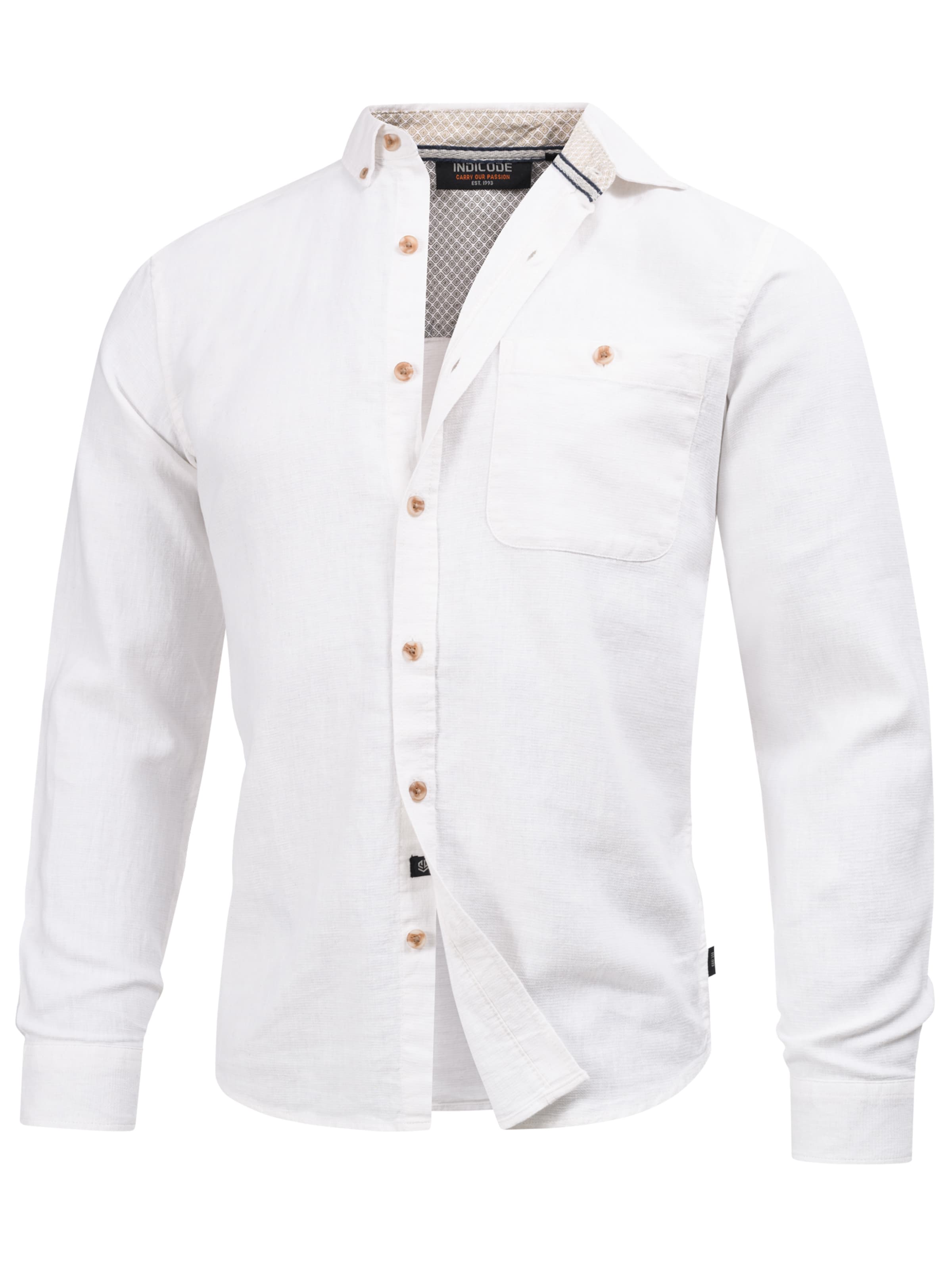 INDICODE JEANS Button Up Shirt in White: front