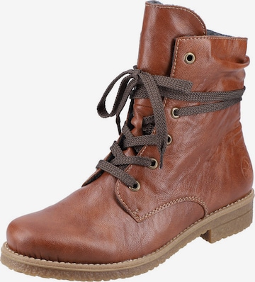 RIEKER Lace-Up Ankle Boots in Brown: front