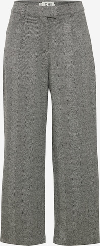 ICHI Regular Pleated Pants 'KATE' in Grey: front