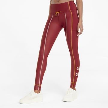 PUMA Skinny Workout Pants 'Tye' in Red: front