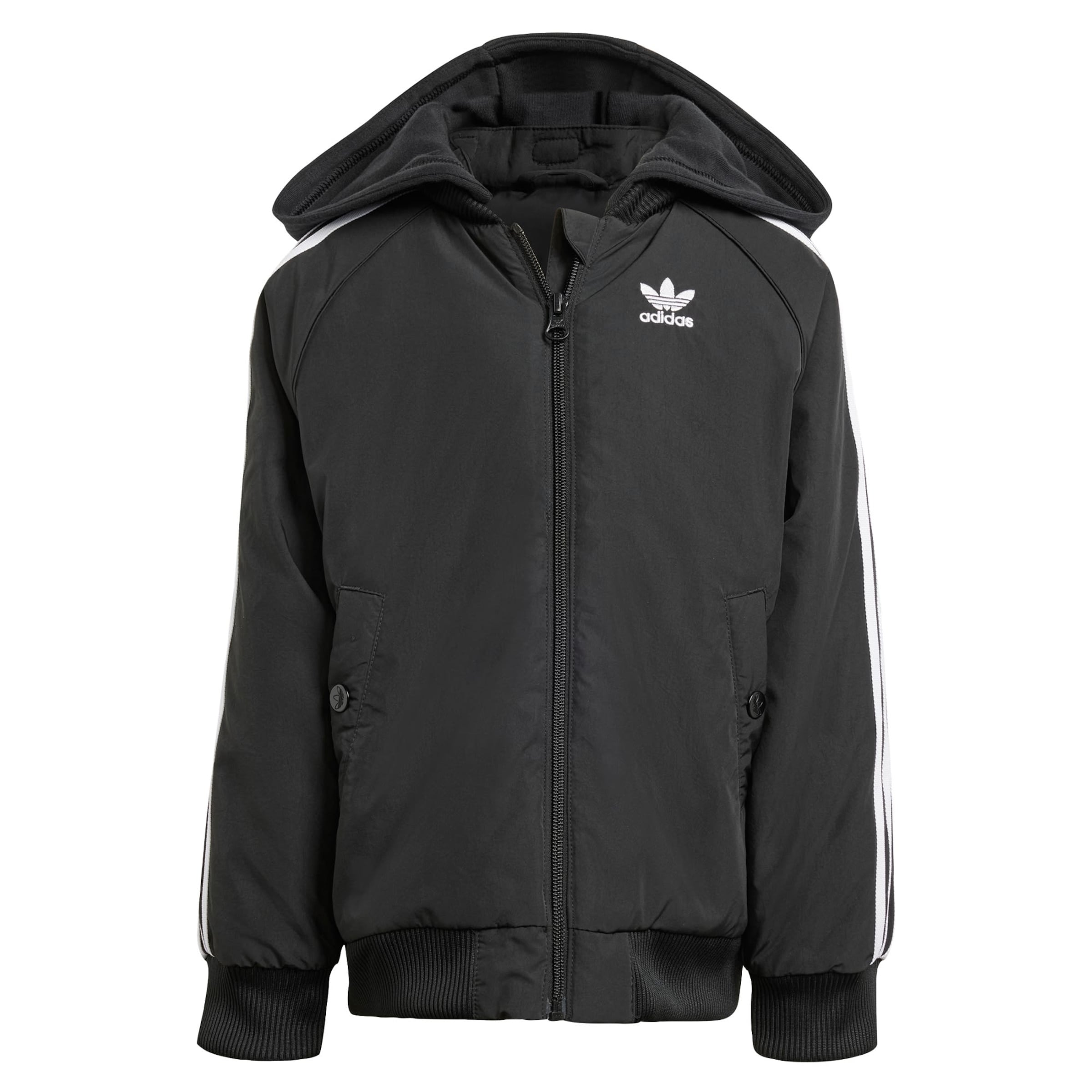 Adidas trefoil jacket black sale