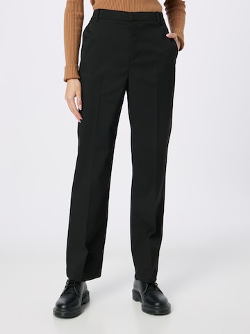ESPRIT Regular Trousers with creases in Black: front