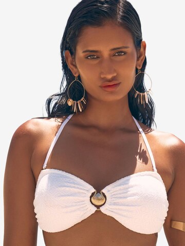 love & roses Bandeau Bikini in Wit: voorkant