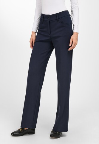 Peter Hahn Boot cut Pleated Pants 'Cornelia' in Blue: front