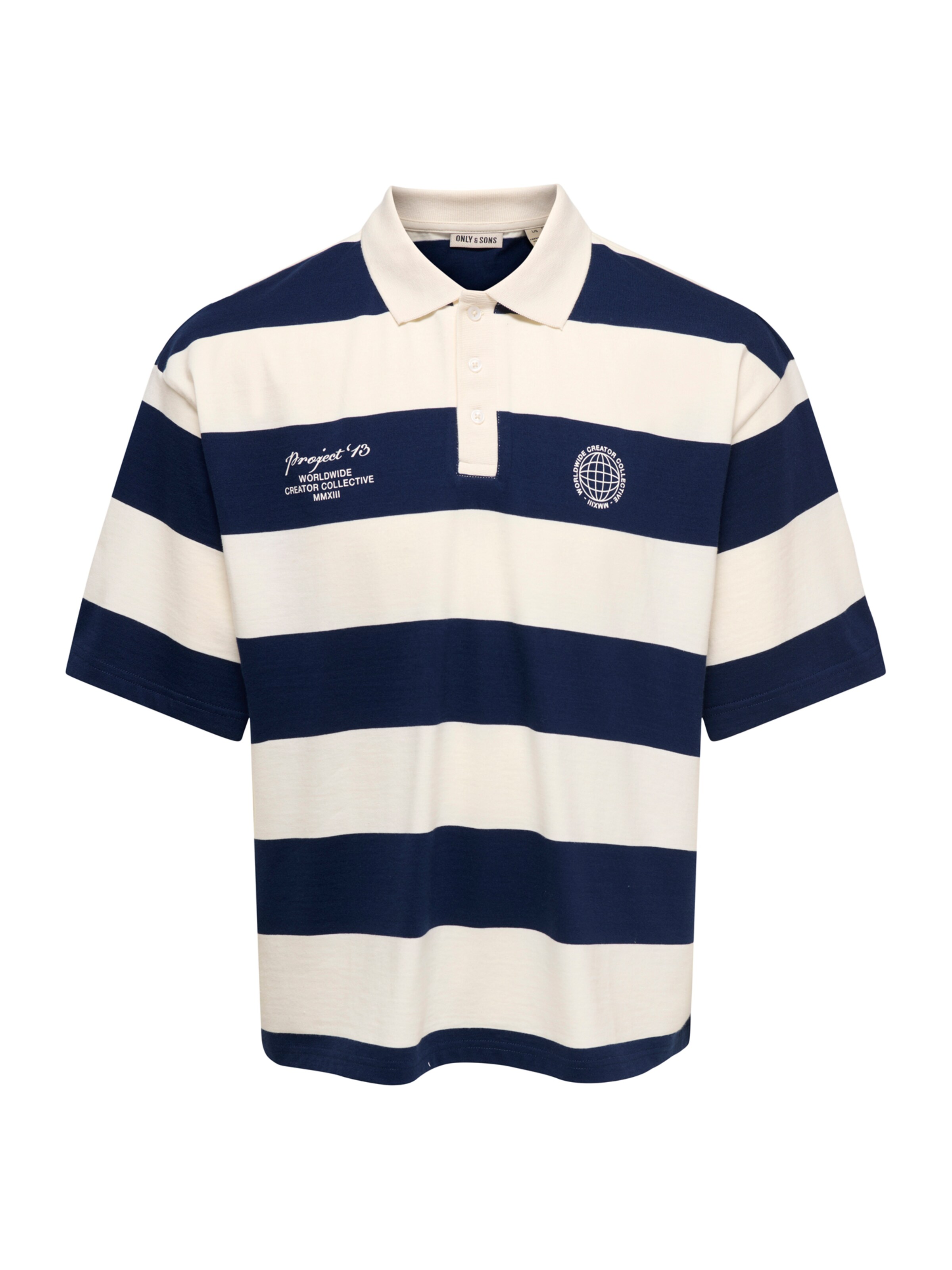 Only & Sons Camiseta 'ONSDEVIN' en marino / blanco natural, Vista del producto