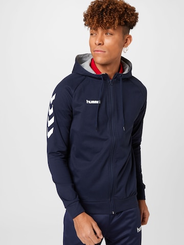 Hummel Sports sweat jacket in Blue: front