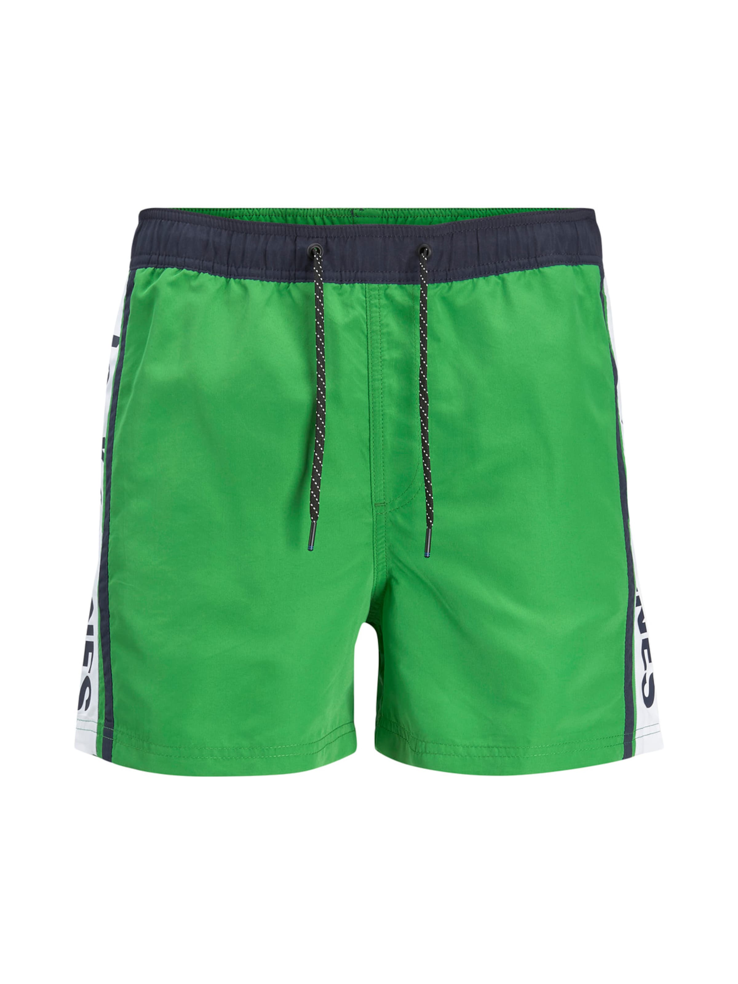 JACK & JONES Плавательные шорты 'Crete' в размере XL в Ночной синий / Зеленый / Белый, Обзор товара