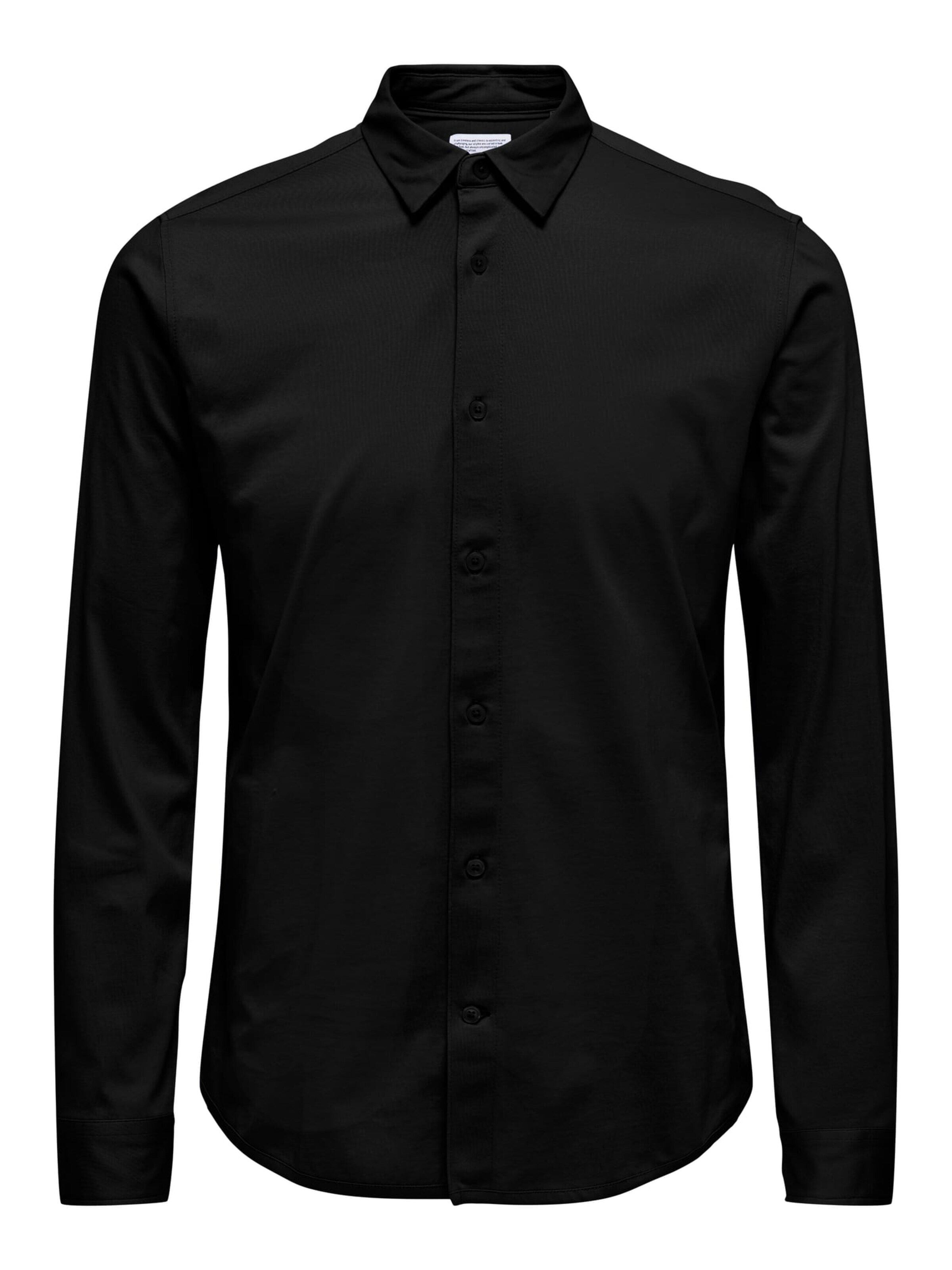 Only & Sons Comfort fit Button Up Shirt 'robin' in Black: front