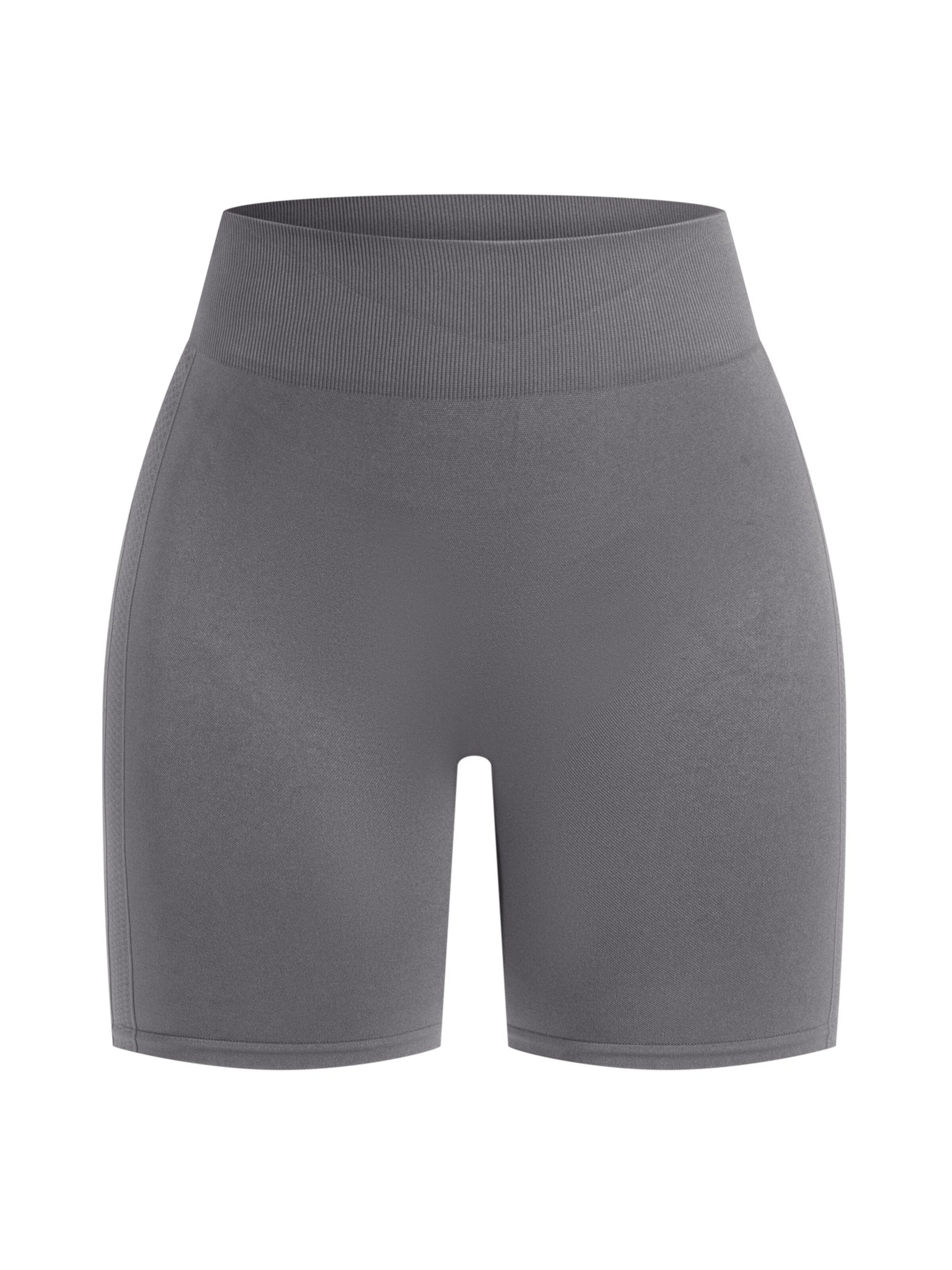 Smilodox Cetrina Seamless Scrunch Shorts in Grau: Vorderseite