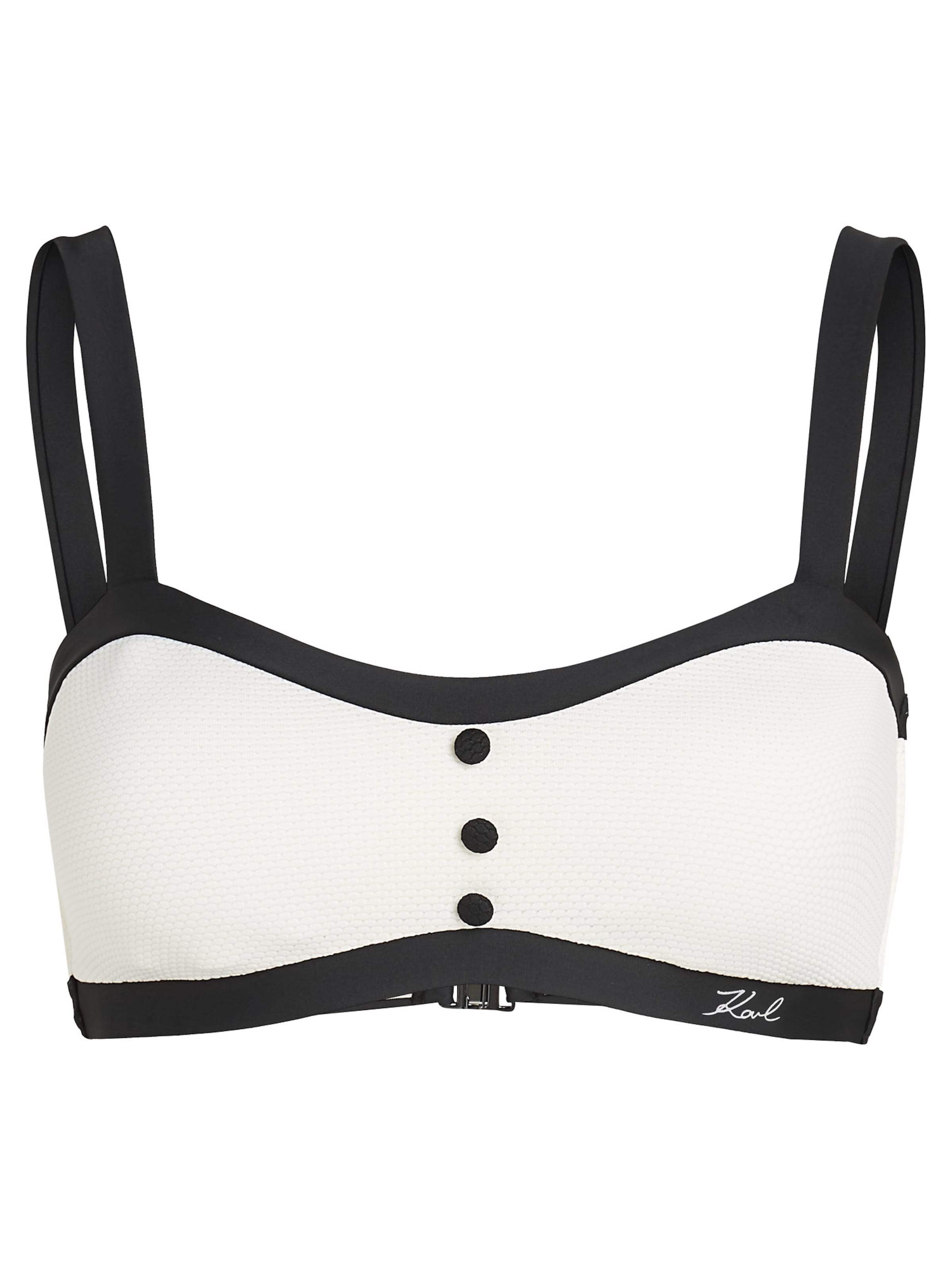 Bandeau Sutien costum de baie de la Karl Lagerfeld pe alb: față