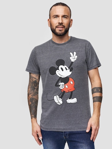 Recovered Shirt 'Disney Mickey Peace Pose' in Grey: front