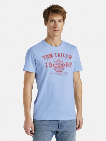 Coupe regular T-Shirt TOM TAILOR en bleu : devant