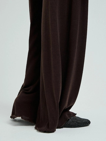 Seamless Basic Wide Leg Bukser 'Woolen Barbera' i brun