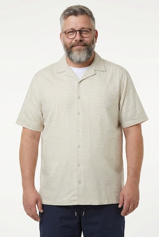 Men Plus Regular fit Overhemd in Beige: voorkant