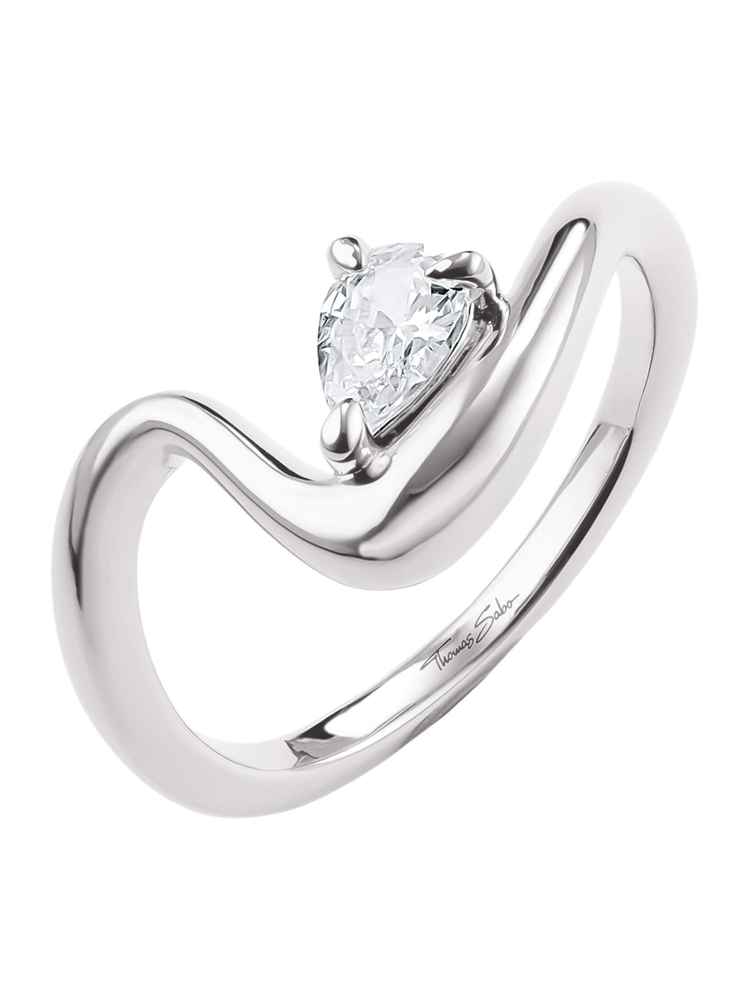 Thomas Sabo Ring mit weißem Zirkonia in Tropfen in Silber
