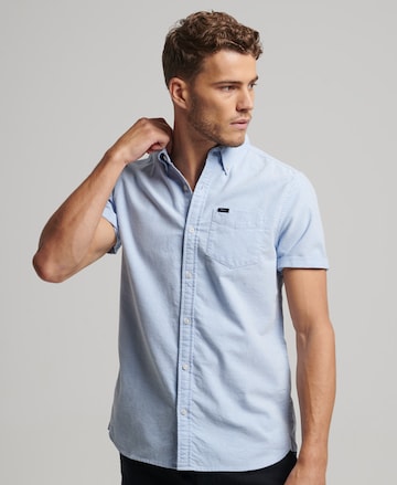 Superdry Regular fit Overhemd 'Oxford' in Blauw: voorkant