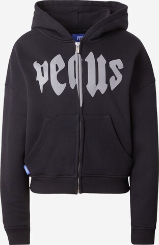 Pequs - Sudadera con cremallera en negro: frente