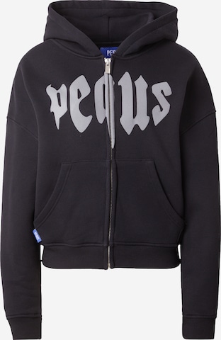 Pequs Zip-Up Hoodie in Black: front