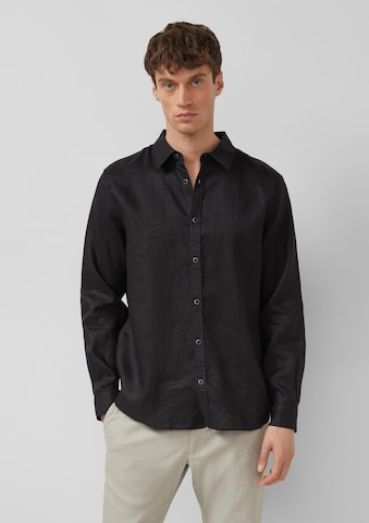 s.Oliver Regular Fit Hemd in Schwarz: Vorderseite