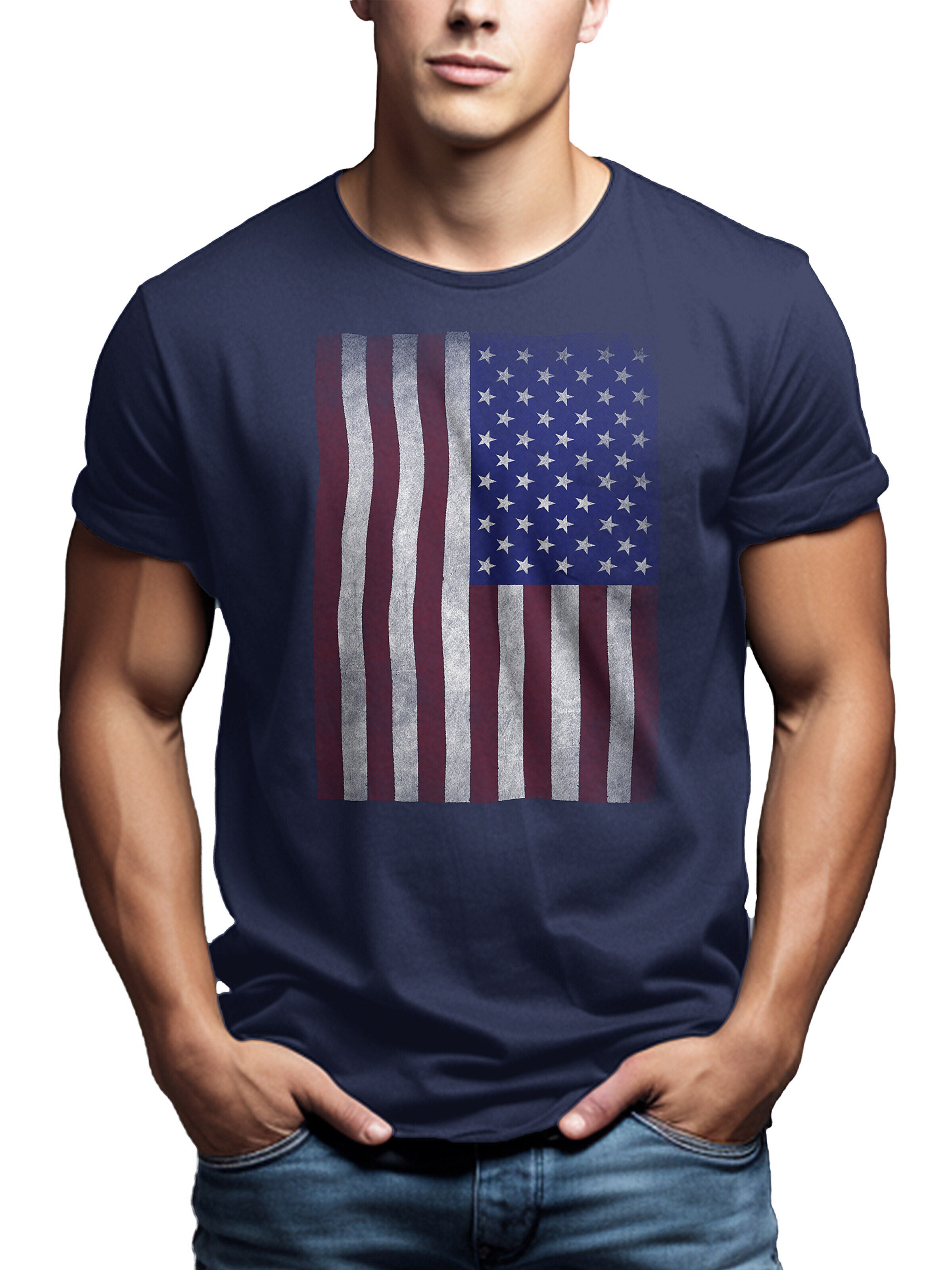 MAKAYA Shirt 'USA Flagge' in Blue
