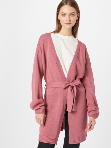 In The Style Knit Cardigan in Pink: front