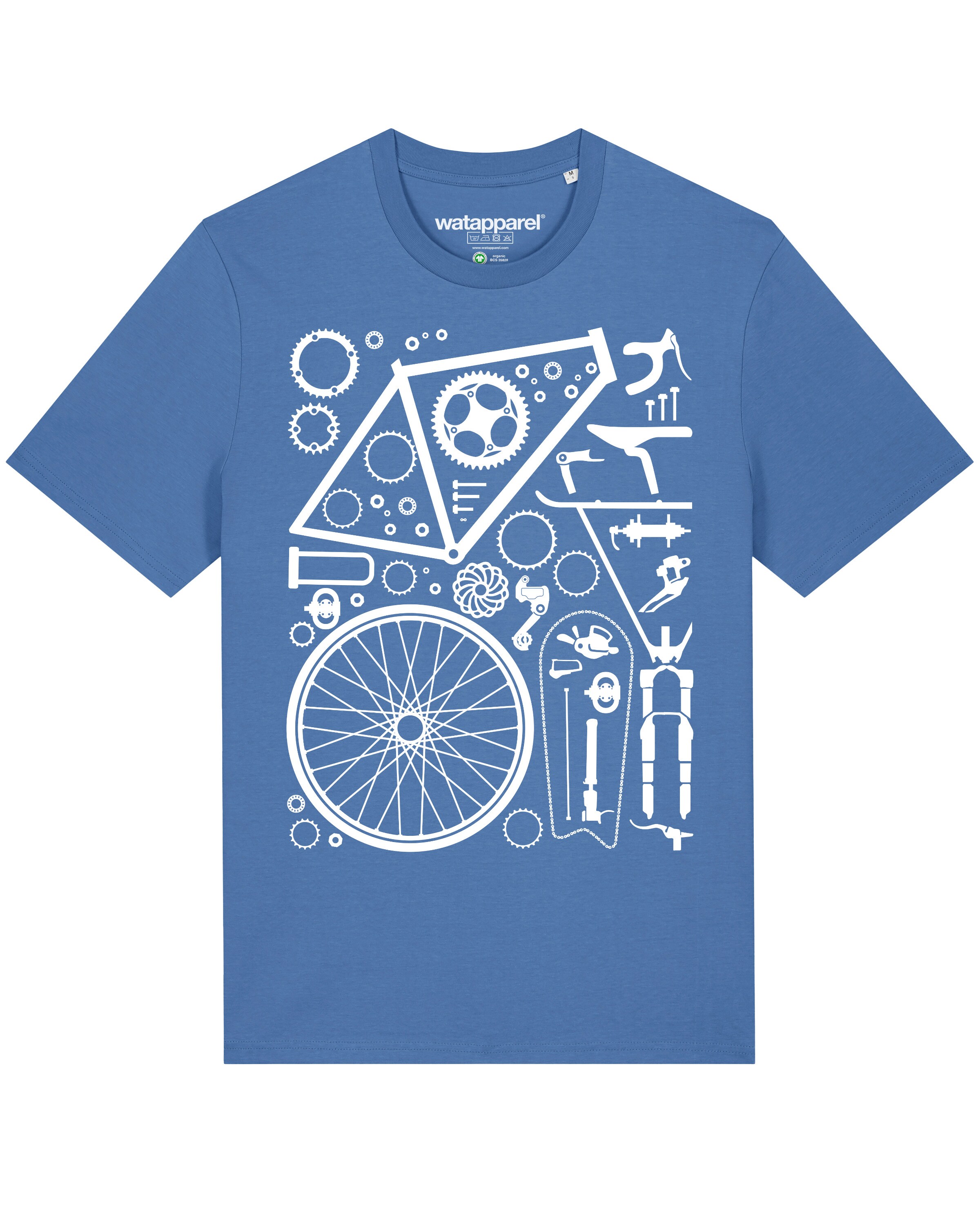 T-Shirt ' Fahrradteile ' Watapparel en bleu : devant
