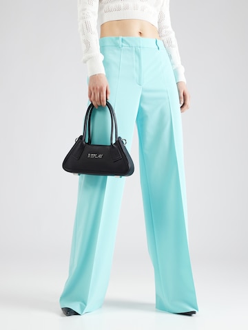 HUGO Red Wide leg Pleated Pants 'Halenar' in Blue: front