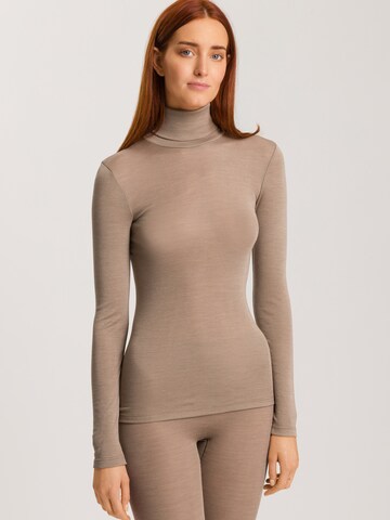 Hanro - Camisola interior ' Woolen Silk ' em castanho: frente
