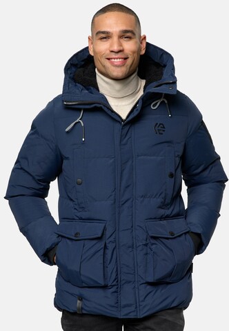 INDICODE JEANS Winter Jacket ' Rene ' in Blue: front