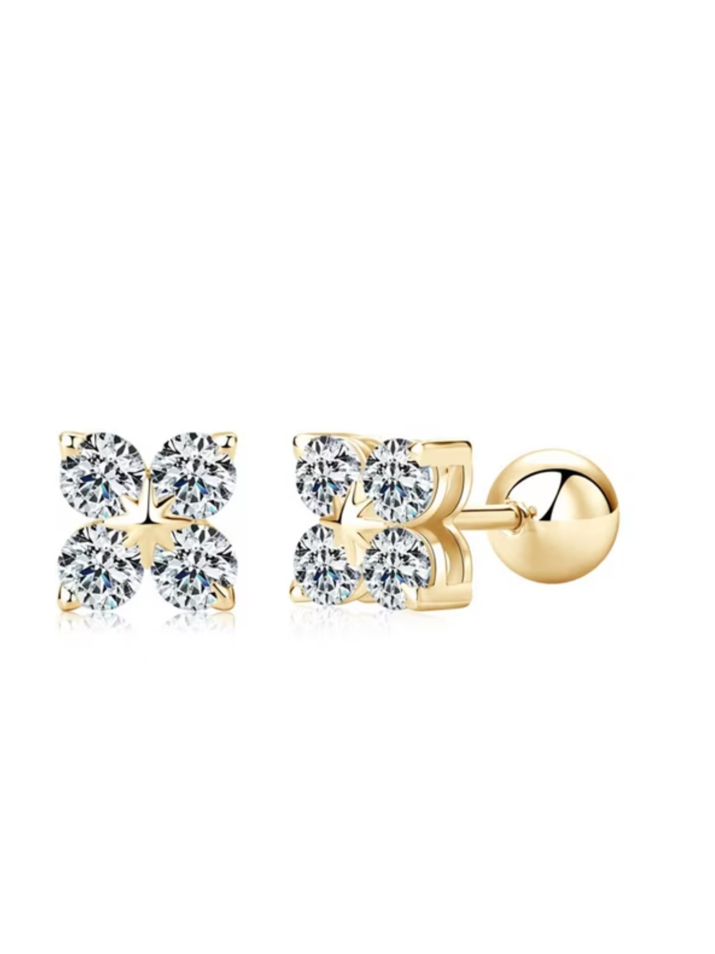 ROUGEMONT Jewellery Earrings 'Funkelnde Moissanit Glücksbringer Ohrstecker mit Echtheitszertifikat' in Gold: front